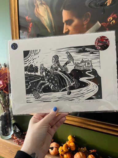 Anne Boleyn's Well linocut art print by Ruth Joyce Art