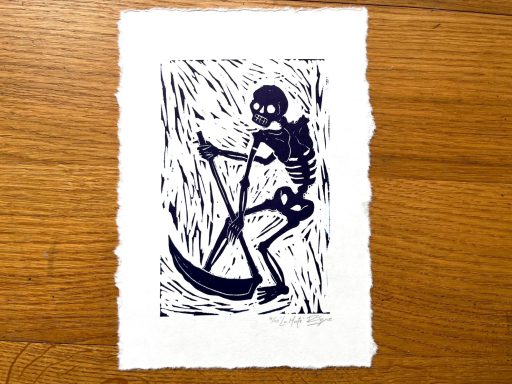 La Morte linocut art print by Ruth Joyce Art