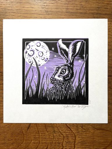 Hunter's Moon linocut art print by Ruth Joyce Art
